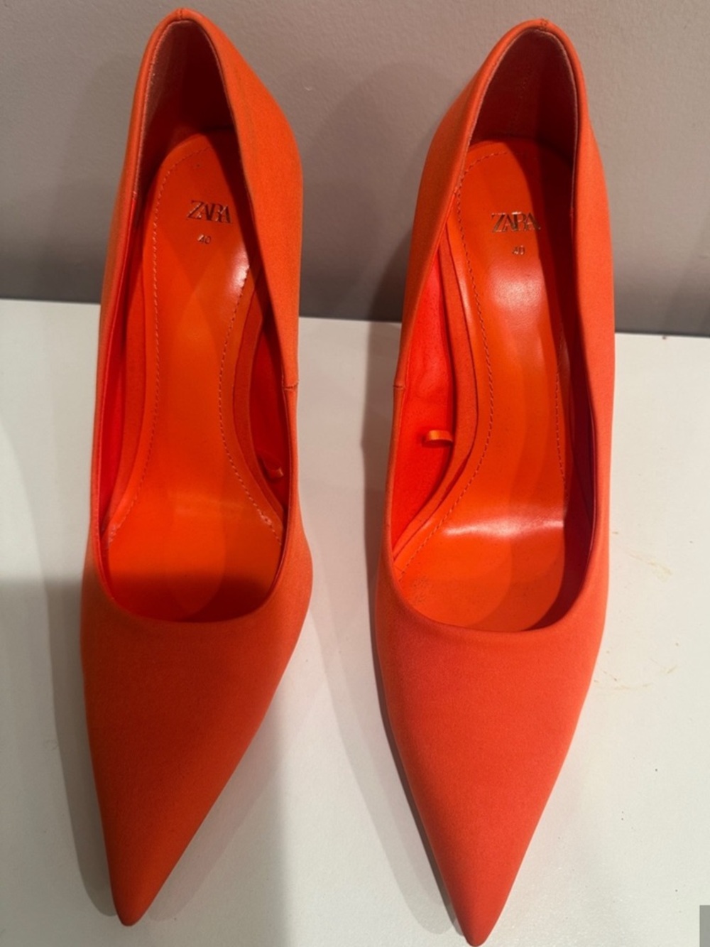 Zara Bright Orange Pointed-Toe Heels